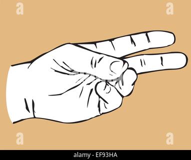 Hand with Two Pointing Fingers Stock Vector