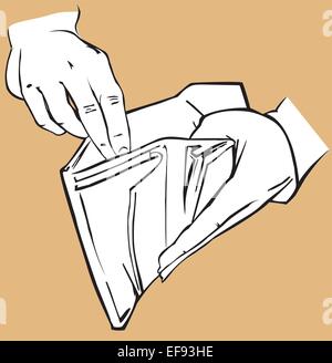 Hand Reaching Into Billfold Stock Vector
