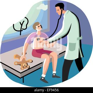 Doctor examining boy Stock Vector