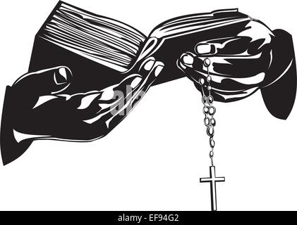 Two Hands Holding Bible Stock Vector