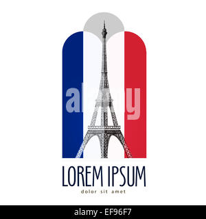 Paris logo design template. France or Eiffel Tower icon.