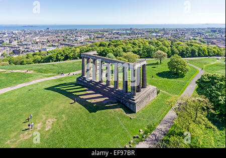 The National Monument on Calton Hill Edinburgh Scotland viewed from the Nelson Monument Stock Photo