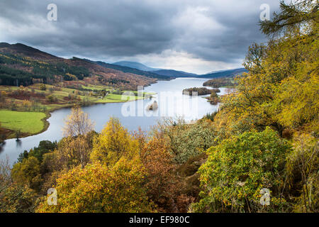 Queens View in Autumn Loch Tummel near Pitlochry, Perth and Kinross Stock Photo