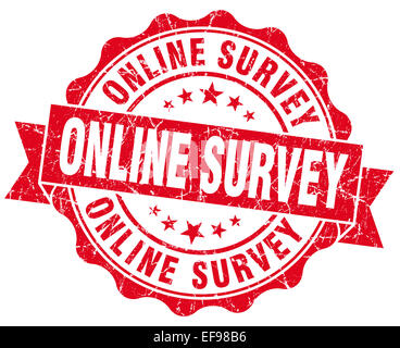 online survey red grunge seal isolated on white Stock Photo