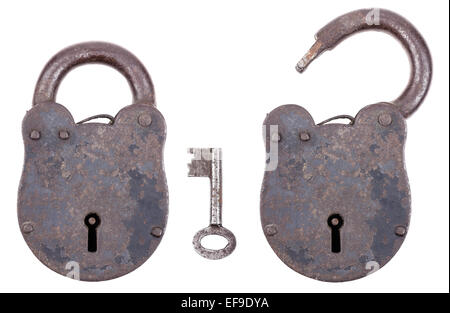 Medieval Padlock With Key Stock Photo