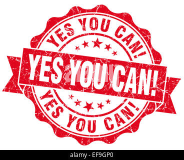 yes you can! red grunge seal isolated on white Stock Photo