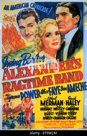 DON AMECHE, TYRONE POWER, ALICE FAYE POSTER, ALEXANDER'S RAGTIME BAND, 1938 Stock Photo