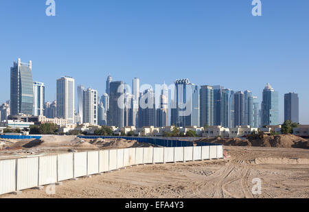 Jumeirah Lakes Towers and Dubai Marina skyline. Dubai, United Arab Emirates Stock Photo