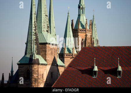 St Mary's Cathedral and St Severus' Church on Domberg hill in Erfurt , Thuringia, Germany Stock Photo