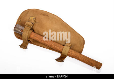shoveland pickaxe of an English soldier on the white background Stock Photo