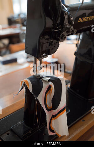laundry factory museum in Bielefeld: sewing machines left the way the factory was given up in 1962 , photo: January 25, 2015. Stock Photo