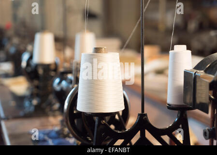 laundry factory museum in Bielefeld: sewing machines left the way the factory was given up in 1962 , photo: January 25, 2015. Stock Photo