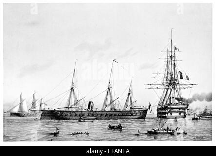 The great ironclad of the French Navy Naval Iron ship sail sailing ...