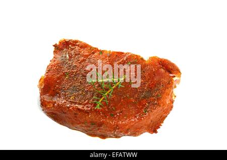 raw steak on white backgroud Stock Photo