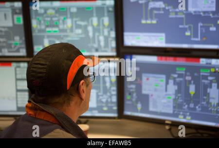 Operator In A Car Recycling Plant In Holland Stock Photo