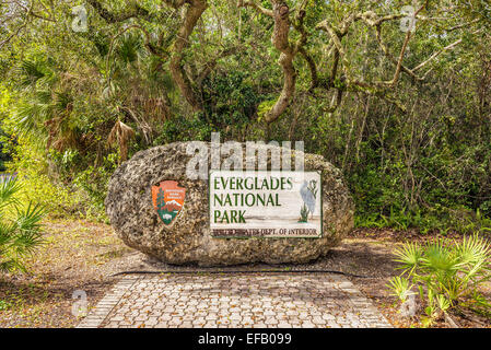 Entrance Sign in the Everglades National Park, Florida Stock Photo