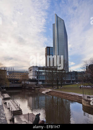 Radisson Blu hotel in Oslo , easy to spot an easily recognizable part of the skyline in the Norwegian capital Stock Photo
