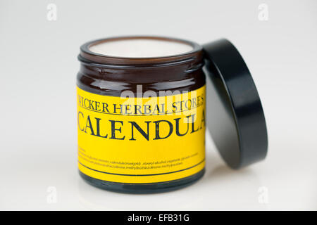Jar of Calendula ointment Stock Photo
