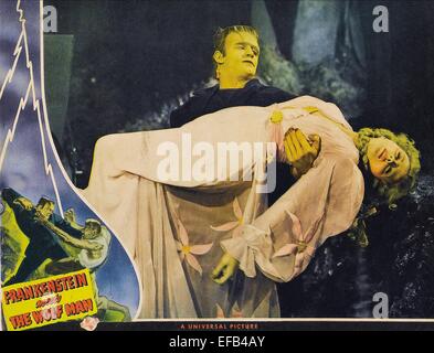 BELA LUGOSI, ILONA MASSEY POSTER, FRANKENSTEIN MEETS THE WOLF MAN, 1943 Stock Photo