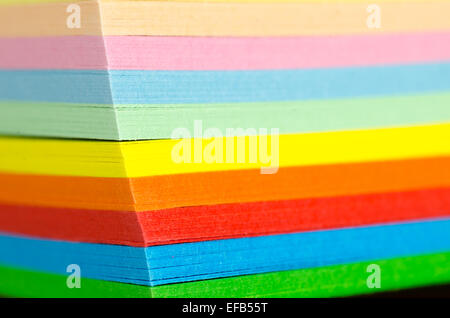 stack of multicolored paper sheets selective focus Stock Photo