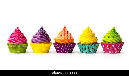 Colorful cupcakes on a white background Stock Photo