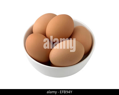 eggs in white bowl Stock Photo