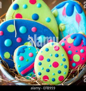 Colorful Easter egg cookies Stock Photo