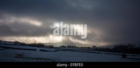 Winter Sun in the Pennines, near Hebden Bridge, West Yorkshire Stock Photo