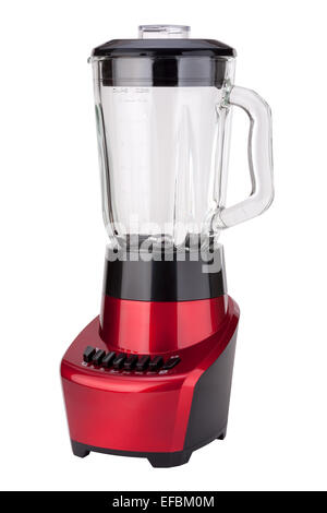 Red Electric Blender Angled isolated on white. Stock Photo