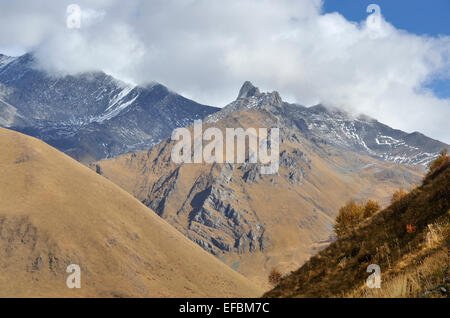 Mountain landscape around the village of Jute near Kazbegi, the Caucasus, Georgia Stock Photo