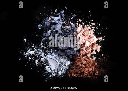 Crushed Eye Shadow Sets on Black Background Stock Photo