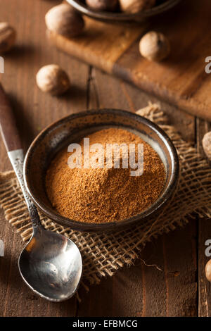 Raw Organic Dry Nutmeg to Use as a Spice Stock Photo