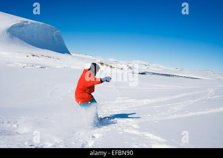 Man moves on skis Stock Photo
