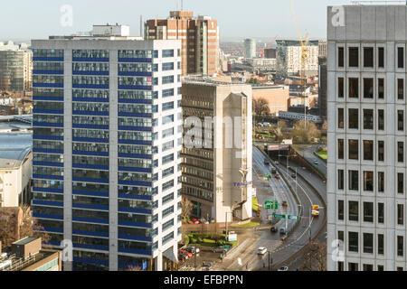 Office buildings in Birmingham, as seen from the Hagley Road. Stock Photo