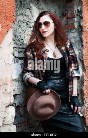 Rock fashion girl Stock Photo