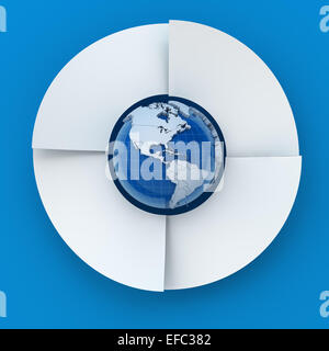 Four steps circle infographic chart with globe, 3d render Stock Photo