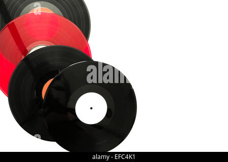 Old vinyl long play records isolated on a white background Stock Photo