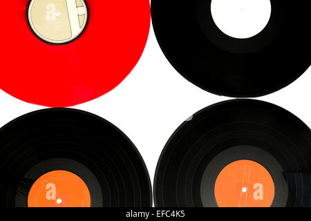 Old vinyl long play records isolated on a white background Stock Photo