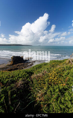 Broad Haven (Aber Llydan in Welsh) is a village and seaside resort in St Bride's Bay in south Pembrokeshire, Wales Stock Photo