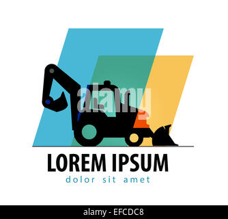 construction tractor vector logo design template. bulldozer or truck icon. Stock Photo