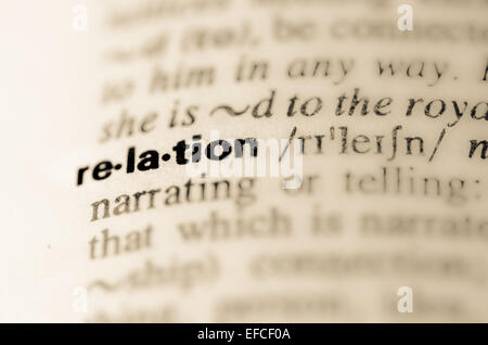 Definition of word relation in dictionary Stock Photo