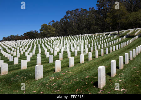 headstones, San Francisco National Cemetery, National Cemetery, Presidio, city of San Francisco, San Francisco, California Stock Photo