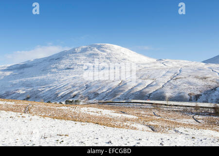 Snow covered Yarrow valley mountains in winter. Scottish borders. Scotland Stock Photo