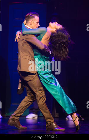 Kevin Clifton and Karen Hauer (Strictly Come Dancing). The dance show Flash Mob opens at the Peacock Theatre, London, and features dancers from shows such as 'Strictly Come Dancing' and 'Britain's Got Talent'. With Kevin Clifton and Karen Hauer, Flawless, Tommy Franzen, Brosena and Alleviate. Running until 8 June 2014. Stock Photo