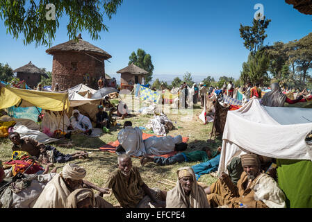 Street scene, holy city of Lalibela, Amhara Region, Ethiopia, Afrika Stock Photo