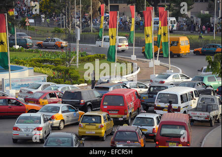 Traffic circle in downtown Accra, Ghana, West Africa. Stock Photo