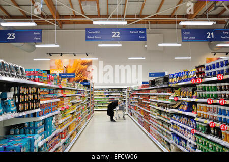 Interior of Tesco Supermarket Taplow, The Bishop Centre, Taplow, Buckinghamshire, England, United Kingdom Stock Photo