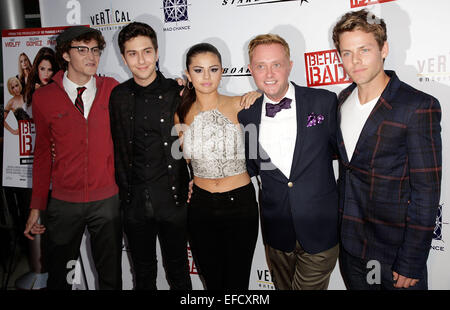 Celebrities attend BEHAVING BADLY Special Screening at ArcLight Cinemas in Hollywood.  Featuring: Nate Hartley,Nat Wolff,Selena Gomez,Tim Garrick,Lachlan Buchanan Where: Los Angeles, California, United States When: 29 Jul 2014 Stock Photo