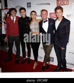 Celebrities attend BEHAVING BADLY Special Screening at ArcLight Cinemas in Hollywood.  Featuring: Nate Hartley,Nat Wolff,Selena Gomez,Tim Garrick,Lachlan Buchanan Where: Los Angeles, California, United States When: 29 Jul 2014 Stock Photo