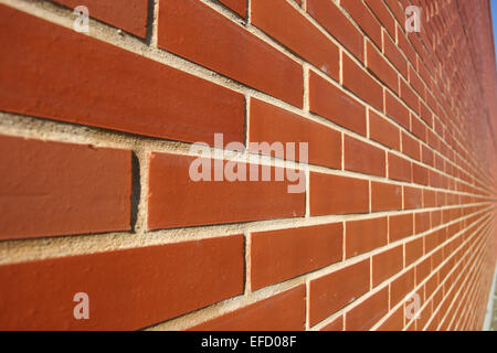 Red Bricked Wall In Perspective Stock Photo